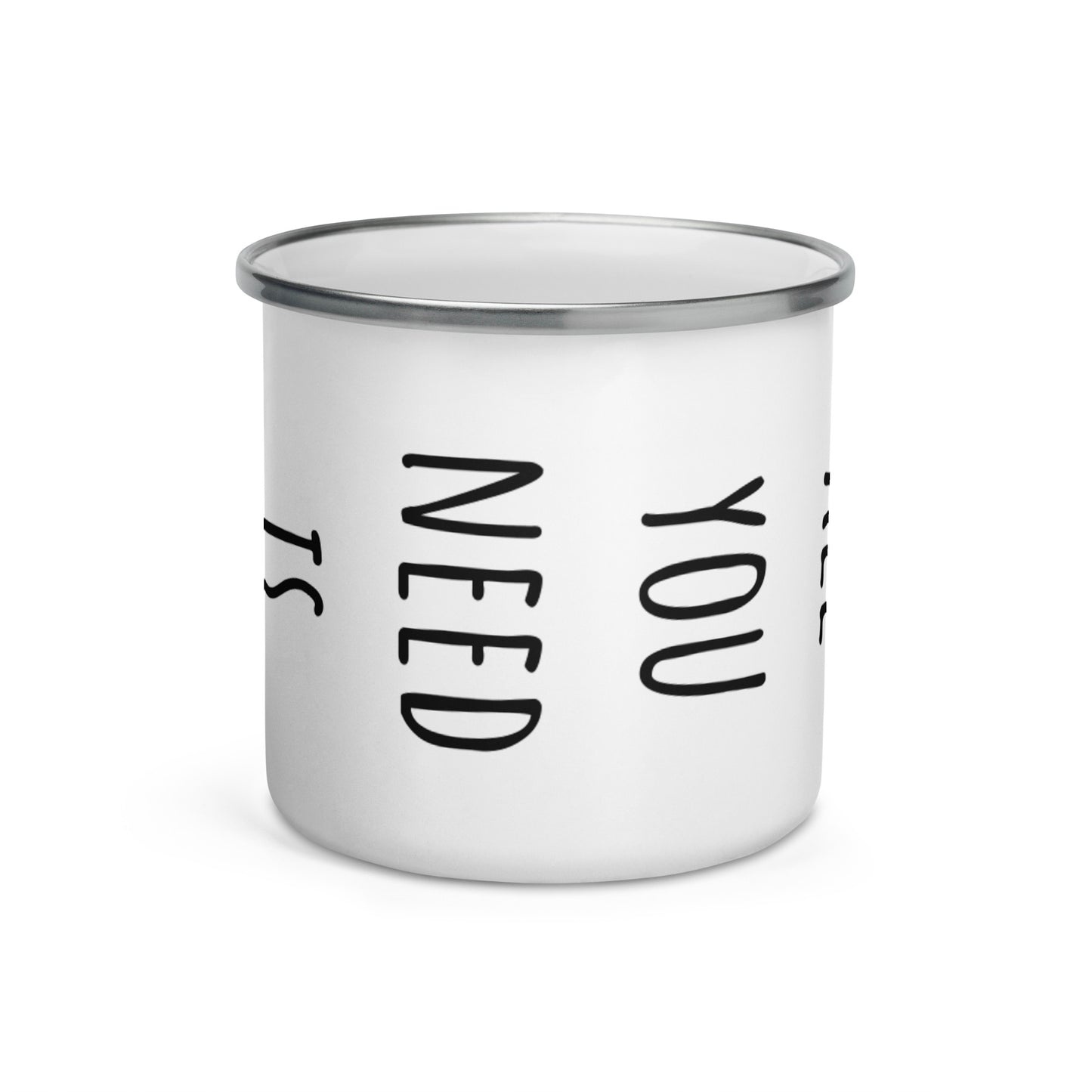 BE YOU SILVER MUG Tazza smaltata ALL YOU NEED IS LESS