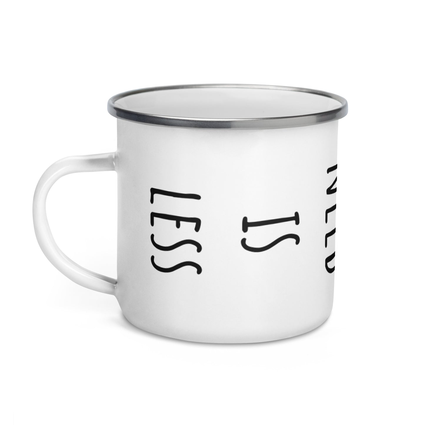 BE YOU SILVER MUG Tazza smaltata ALL YOU NEED IS LESS